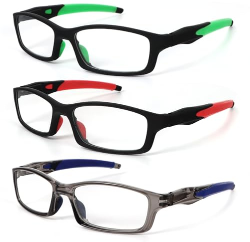 UVTQSSP 3er Pack Sport Lesebrille TR90 Rechteck Leicht Bequem und Flexibel Lesebrillen für Herren