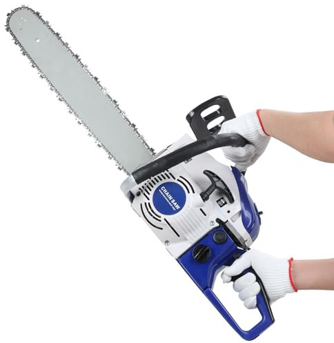 58CC Gas Chainsaw 20Inch, Tree Saw with 2200W Quenching Chain, 20 Chain Saw for Garden Patio Tree Felling with Automatic Oiler, Motosierra de Gasolina for Firewood Cutting, Gifts for Men Blue