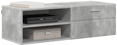 vidaXL Wooden Cabinet Concrete Grey 100.5 x 39 x 30 cm Engineered Wood, Ample Storage, Modern Wooden Cabinet, Rectangular Design, Durable Utility Furniture for Living Room, Indoor Organizational Unit