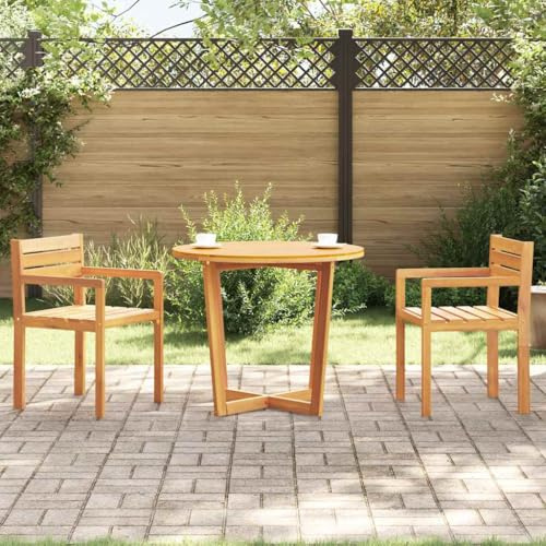 AJJHUUKI Garten-Esstisch, rund, Ø90 x 75 cm, Massivholz, Akazien-Möbel, Outdoor-Möbel, Outdoor-Tische