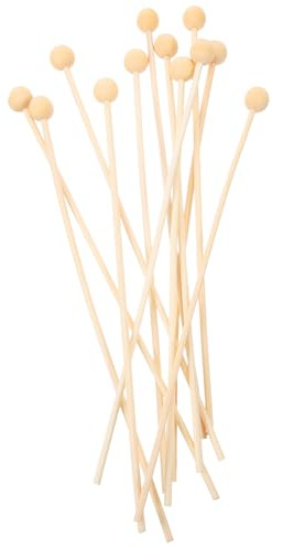 Holz Diffusorstäbchen 50 Stück für Zuhause und Büro Khaki | Ersatzstäbchen für Diffusoren, Holzperlen Design, Leicht zu Verwenden, Passend für Fensterdeko und Schlafzimmer