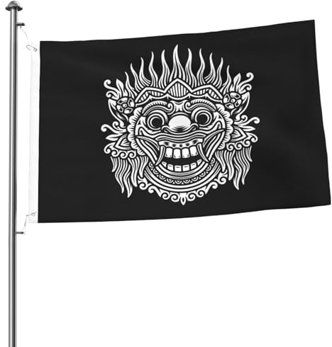 Garten Fahnen Premium Dekoration Fähnchen Bali-Maske Waschbar Fahne Für Parade Dekoration Home 90X150Cm