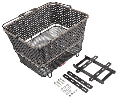 Harilla Universeller Fahrrad-Heckkorb mit großem Fassungsvermögen für Einkäufe, Rucksäcke, vielseitig verwendbar, mit Tragegriff, 16,3 x 13,2 x 10 Zoll, Schwarz