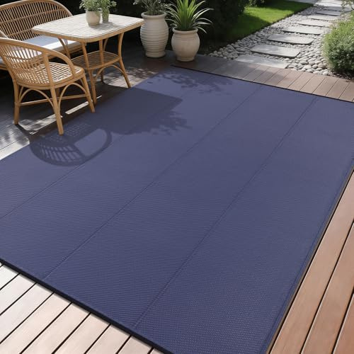 smiry Waterproof Outdoor Rug Lightweight Foldable Garden Rugs, 240x300 cm