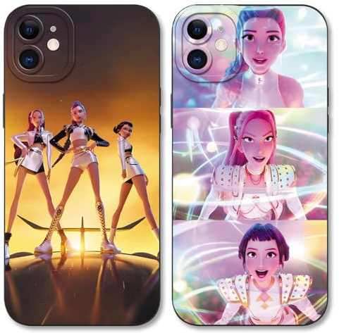 TBNMBGY 2 Stück Schutzhülle für iPhone 11 Hülle 6.1 Zoll, Cartoon AI Hunters Idol Zoey Rumi Mira Korea Musik Kpop Sänger Muster für Mädchen Fans Phone Case Handyhülle Stoßfest TPU Ultra Dünn Cover