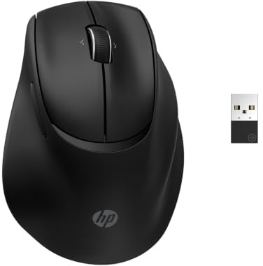 HP Tilt Ergonomic Mouse 720M Rechargeable Wireless + Bluetooth Mouse | Ultra-fast Rechargeable Supercapacitor | 1 Month Usage from a 3-Minute Charge | 7 Programmable Buttons | 6000 DPI Sensor | Black