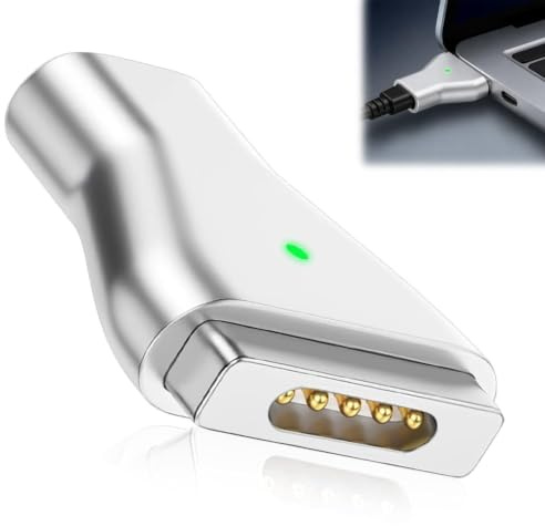 Xforevery USB C auf Magnet Adapter Set für MagSafe 2, PD 100W Schnellladeadapter mit LED, Magnetischer T‑Head Typ-C Ladekonverter für MacBook Air 11/13 für MacBook Pro 13/15 (2013–2015)