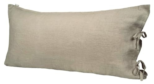 beties Leinen Kissenbezug ca. 40x80 cm 100% Leinen Stone-Washed Kopfkissenbezug mit Hotelverschluss (leinen-Taupe)