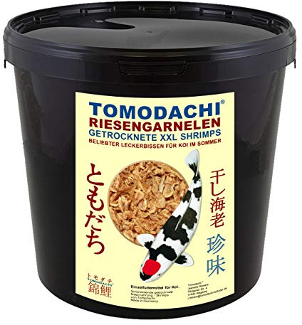Sommerfutter für Koi, Garnelen, Koi Gambas, Riesen Shrimps, getrocknete große Süßwassergarnelen, Koifutter Naturnahrung, gesunder, beliebter Koisnack für die Handfütterung der Koi im Sommer 3L Eimer