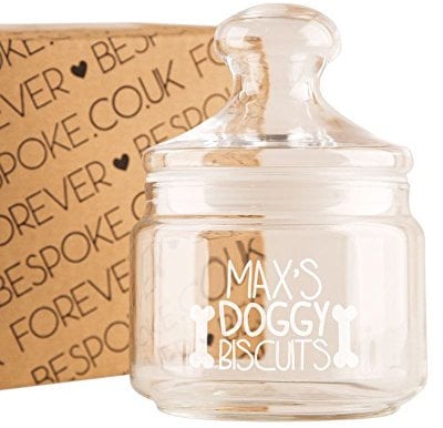 Personalised Engraved Dog Biscuits Glass Jar. Dog Lovers New Puppy Furbabies Pets