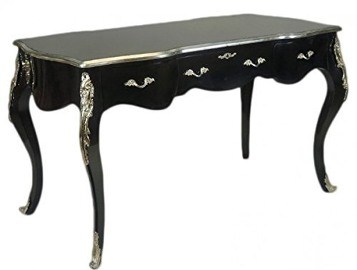 Casa Padrino Luxus Barock Sekretär Schwarz/Silber 150 cm - Schreibtisch Luxus Möbel