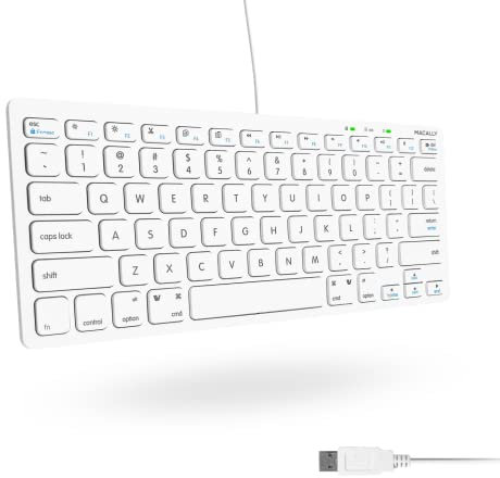 Macally Slim USB Wired Small Compact Mini Computer Keyboard for Apple Mac, iMac, MacBook Pro/Air, Mac Mini, Windows PC Desktops, Laptop (SLIMKEYC)
