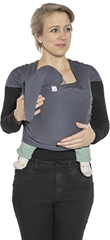 SCHMUSEWOLKE Flexi Erstlingstuch - Baby Tragetuch für Neugeborene und Babys - aus Baumwolle - bis 8 kg - Dark Grey