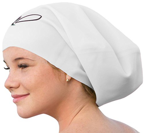 Badekappe für Lange Haare - Extra große Badekappe Damen Herren - Schwimmkappe - Badehaube - Hochwertige wasserdichte Silikon Schwimmmützen - Dreadlocks Haarverlängerungen Afro Haarwebart (White L)
