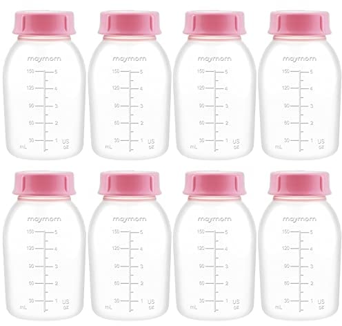 Maymom 8-Pack Breast Milk Pump Bottle, Compatible with Medela, Ameda Pumps, 150ml, BPA Free, Reusable, Heavy Duty, Breast Milk Storage and Transportation