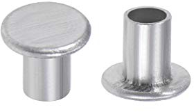 sourcing map 200 Stk. Aluminium Flachkopf Halbröhrennieten Silber M3x4mm
