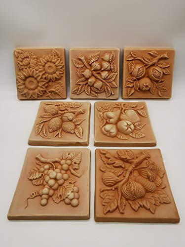 Deko Wandbilder -Früchte- Birnen, Limonen aus italienischem Terrakotta mit verschiedenen Motiven -frostfest und witterungsbeständig- QUALITÄTSWARE(Tutti Motivo)