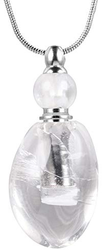 KYEYGWO Collier Diffuseur de Parfum Huile d'Essentielle, Mini Bouteille de Parfum Pendentif en Pierre de Cristal avec Chaîne 28-29, Irrégulière Amulette Collier Unisexe