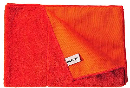 Kochblume Geschirrtuch 60x40cm 5er Set | Microfasertuch | Extra saugfähige Fasern und Polierseite | Waschbar bis 40°C | Farbe: rot/orange