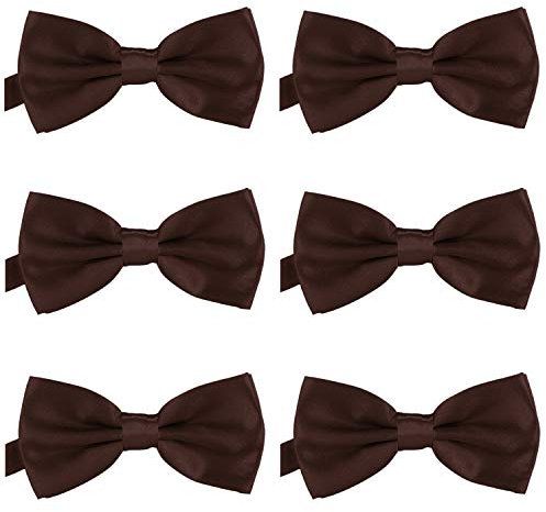 DonDon 6er Set Herren Fliege 12 x 6 cm gebunden und längenverstellbar braun