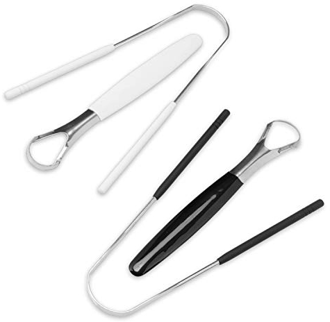 K-Pro Zungenschaber aus Edelstahl – 2er Set in Schwarz & Weiß – wiederverwendbare Zungenreiniger zur effektiven Entfernung von Belägen & Bakterien – für frischen Atem & bessere Mundpflege