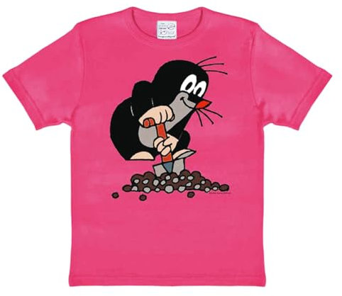Logoshirt® TV I Der kleine Maulwurf I Hügel I T-Shirt Print I Kinder I Mädchen & Jungen I kurzärmlig I pink I Lizenziertes Originaldesign I Größe 140/152
