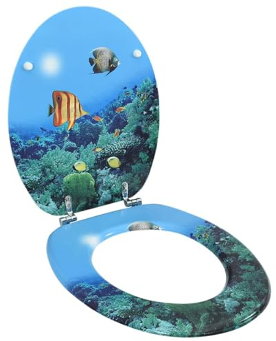 vidaXL Toilettensitz mit Deckel für alle gängigen WC-Becken Toilettendeckel WC Sitz Klodeckel Klobrille WC Brille Badezimmer MDF Tiefsee-Design