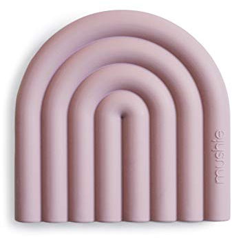 Mushie Beißring für Babys aus BPA-frei Silikon | Fördert Sehsinn & Motorik Baby | Zahnen Nursing Zubehör | Sichere & Hochwertige für Kleinkinder Kinder Jungs & Mädchen | Regenbogen (Mauve)
