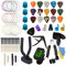 TTCR-II Accesorios Guitarra 78 Piezas con Afinador Guitarra,Correa,Soporte pared,Cejilla,15 Puas,3 juegos Cuerdas,Puente,Cejuela acustica