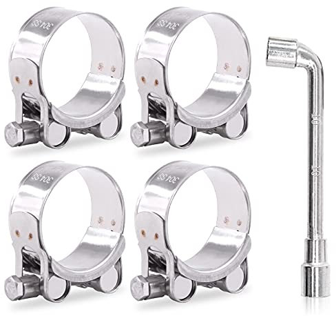 Hilitchi 304 Stainless Steel T-Bolt Clamp Heavy Duty T-Bolt Pipe Tube Hose Clamps (4PCS, 44-47MM)