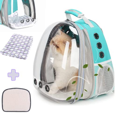 Lollimeow HaustierRucksack, Bubble-KatzenRucksack, Katzen und Hunde, von Fluggesellschaften zugelassen, für Reisen, Wandern, Spazierengehen und den Einsatz im Freien, vorne erweiterbar, grün