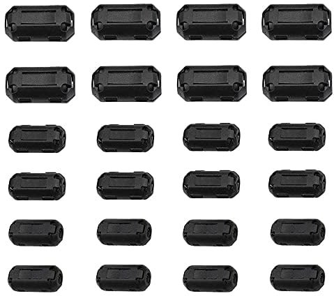 Niaciswe Ferrite Antidisturbo Clip 24 Pezzi Nero Anello di Ferrite Clip Filtri di Rete Elettrica Filtro Rumore Filtro Antidisturbo Filtro di Rete per Cavo Video Filtro