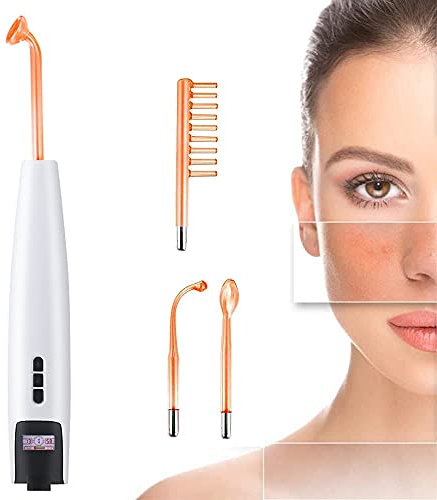High Frequency Facial Machine 4 Neon Gas Wands Skin Therapy Device with LED Display for Skin Care, Acne Treatment, Skin Tightening, Wrinkle Reducing, Facial Lifting