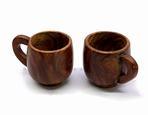 KLEO Tasses à thé et café en bois | Lot de 2-150 ml env. – Bois – 6,3 cm de diamètre – Marron
