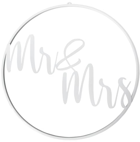 Dekorationsring mit Schriftzug Mr & Mrs weiß 50 cm rund zum Aufhängen Hochzeitsdeko