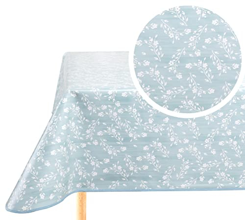 Hule, Mantel Mesa Antimanchas, Mantel Mesa Comedor y Mesa Cocina PVC Antimanchas Impermeable, Rectangular 140 x 240cm Azul Verde