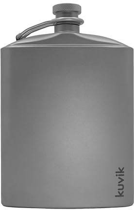 Kuvik's Titanium Flask 7.4 oz (220ml) - Ultralight and Compact Flask for Backpacking, Camping, and Hiking