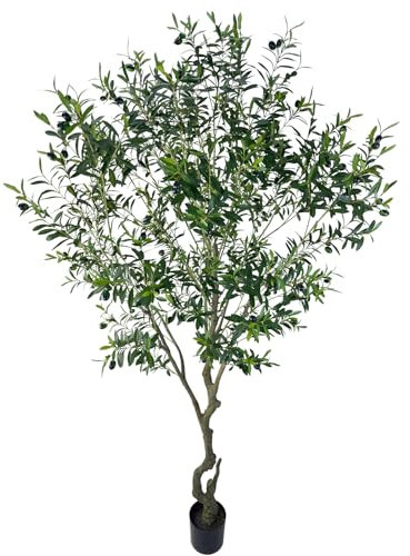 VIGGDA Artificial Tree Faux Olive Tree 8ft(3198leaves) Tall Fake Olive Plant in Pot Fake Silk Tree Faux Plants Indoor