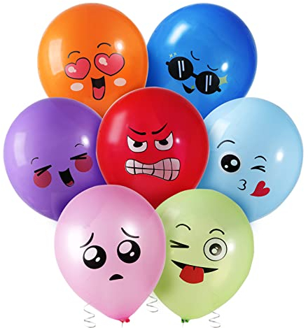 32 Stk 8 Stil Emotion Latex Luftballons 12 Zoll Bunt Party Latexballons Lustig Heliumballons Kinder Farbige Ballons Dekoration für Geburtstag Deko Jungen Mädchen Baby Shower Babyparty Hochzeit