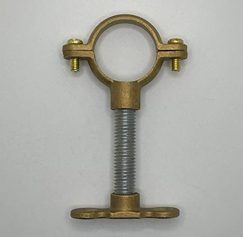 Unpolished Brass 22mm Munsen Ring with Steel Threaded Rod and Brass Backplate - TNJ PIPE CLIPS ® (Rod Length 100mm)