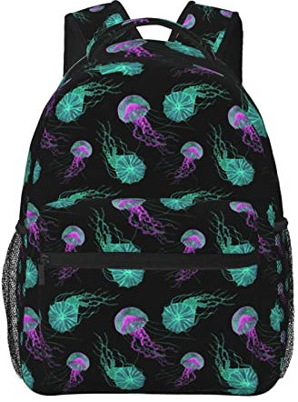 Jellyfish Glow In Dark Rucksack, lässiger Tagesrucksack mit großer Kapazität, leichter Reiserucksack für Männer und Frauen