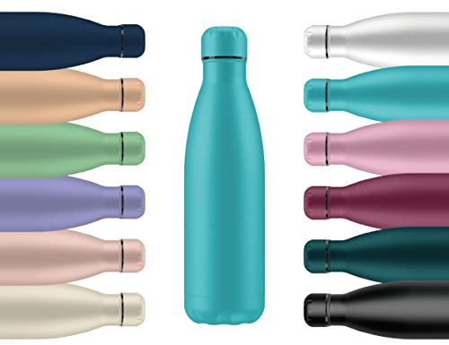 Mi Ko Mi Ka Botella de Agua Térmica de Acero Inoxidable Reutilizable | Sin BPA | Mantiene 24H Frio / 12H Calor | Hermética - Doble Pared a Prueba de Fugas (Azul Cielo, 750ml)