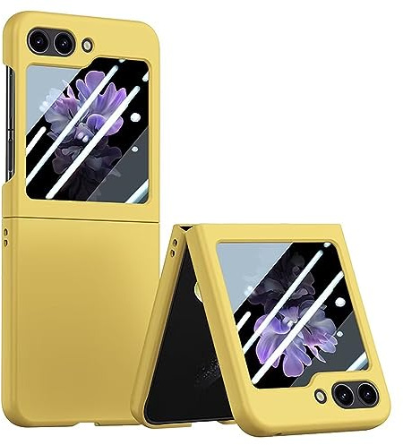 Topme Custodia rigida per telefono per Samsung Galaxy Z Flip5 / Samsung Galaxy Flip 5 2023 6.7, cover protettiva antiurto in policarbonato - Giallo