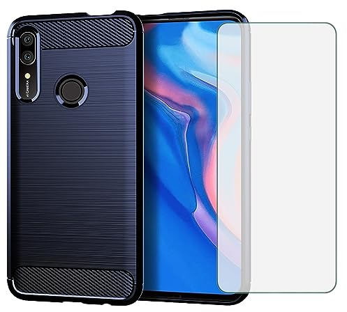 Asuwish Handyhülle für Huawei P Smart Z/Honor 9X Hülle mit Glas Folie Panzerfolie Schutzfolie und Extra Dünn Silikon TPU Hawaii Y9 Prime 2019 STK-L21 STK-LX1 Slim Hüllen Schutzhülle Phone Case Blau