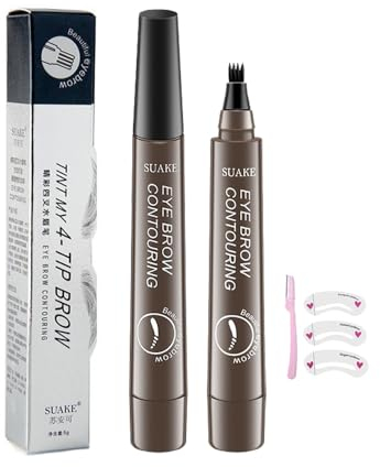 Aturmc Augenbrauen Stift Micro Gabel Stirn StiftMicroblading Augenbraue, Schmutzig, Nicht Leicht Zu Entkleiden, Dauerhafte NatüRliche Feine 4 Punkte Stirn Mit Verschiedenen Schneidwerkzeugen