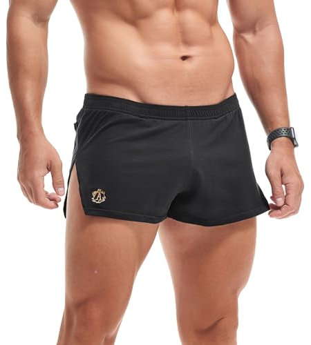 Amy Coulee Short de course à pied pour homme - Short d'entraînement en coton pour gym, bodybuilding, Noir , M