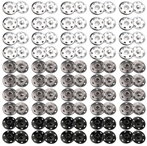 Csirnto Boutons de Bouton Pression 50 Pièces Boutons-Pression à Coudre Bouton Pression en Métal Boutons Pression Fermetures à Pression Bouton Coudre Des Boutons pour DIY Vêtements Sac à Main