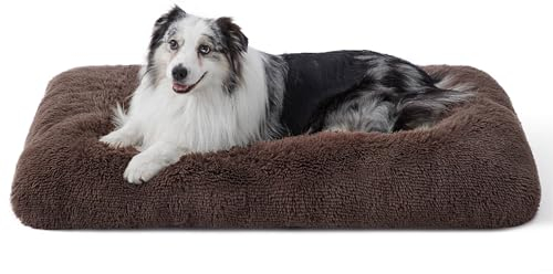 BEDSURE Flauschiges Hundebett Grosse Hunde - 104x69x8 cm Hundebett waschbar für große Hunde, rutschfeste Unterseite, plüsch Hundekissen, Braun