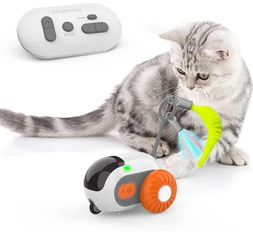 Osinaga Jouet Interactif pour Chat - Souris Motorisée avec Télécommande, Balle Intelligente avec 2 Modes, Rechargeable par USB
