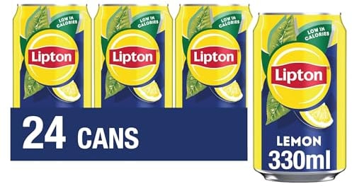 Lipton Lemon Ice Tea Can 330 ml (Pack of 24), low calorie soft drink, 100% black tea extract